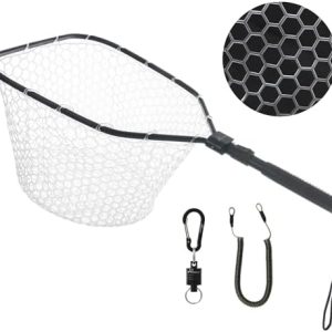 GOODCAT Fly Fishing Net, Bass Trout Landing Net, Folding Fishing Nets Fresh Water, Safe Fish Catching or Releasing, Fly Fishing net Magnetic Release
